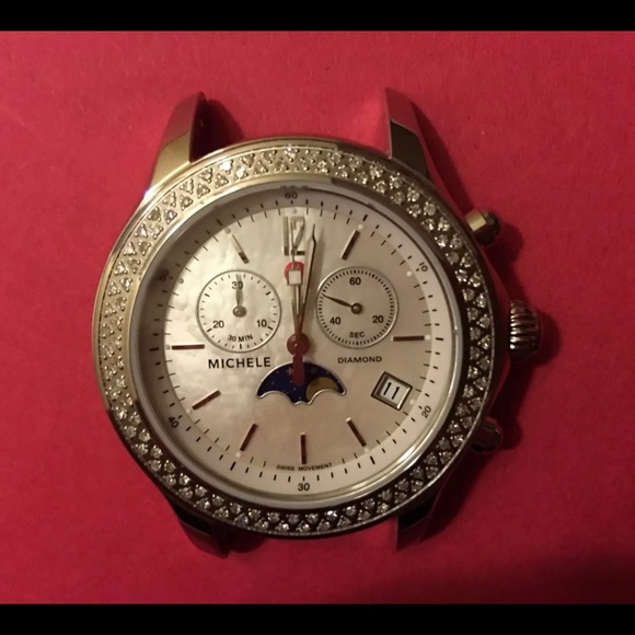 🔥🔥Super RARE🔥🔥 Michele Jetway Moon Phase MOP Dial Diamond Watch - Picture 4 of 8